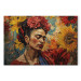 Canvas Art Print Frida Kahlo - Woman Against a Background of Sunflowers in the Style of Van Gogh’s Paintings 152274
