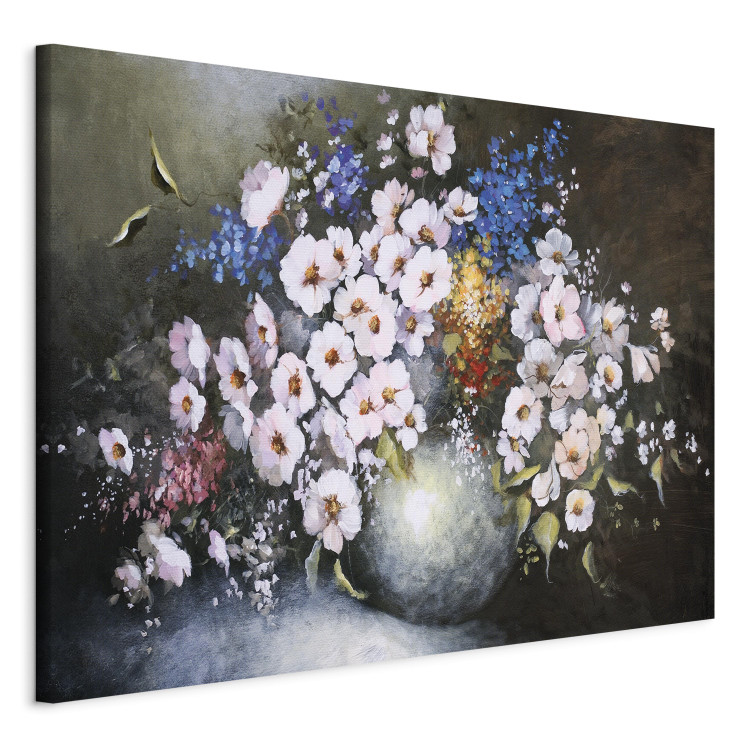 Canvas Art Print White Vase (1-piece) - still life with a bouquet of flowers 47474 additionalImage 2