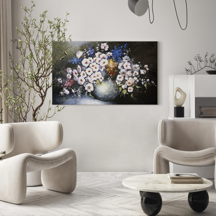Canvas Art Print White Vase (1-piece) - still life with a bouquet of flowers 47474 additionalImage 5