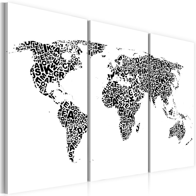 Canvas Art Print The World map - alphabet - triptych 55374 additionalImage 2