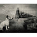 Wall Mural Music from the Turntable - Black and white dog listening to music with musical notes 61274 additionalThumb 5