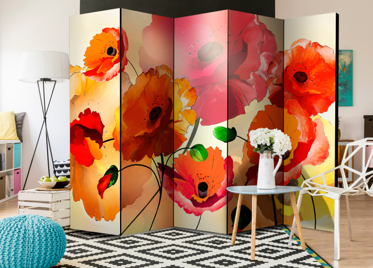 Room Divider Screen Velvet Poppies II - artistic orange and red poppy flowers 95274 additionalImage 4
