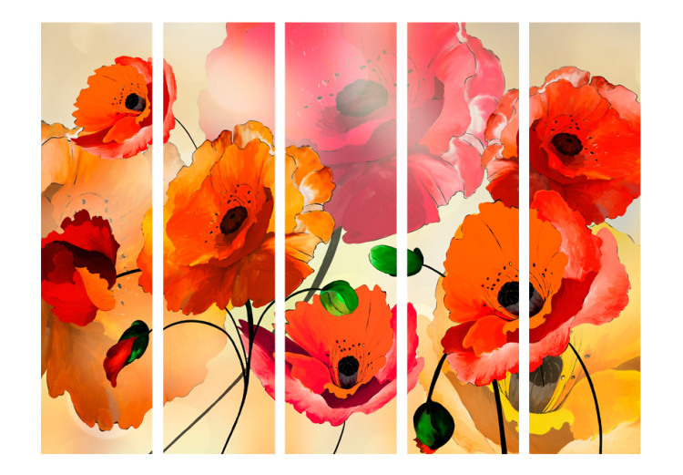 Room Divider Screen Velvet Poppies II - artistic orange and red poppy flowers 95274 additionalImage 3