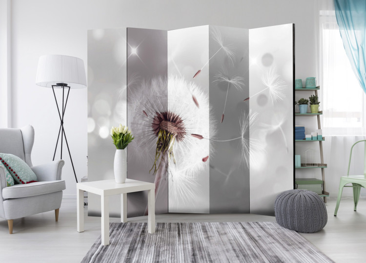 Room Divider Capturing the Transient II - romantic dandelion flower on a gray background 95374 additionalImage 4