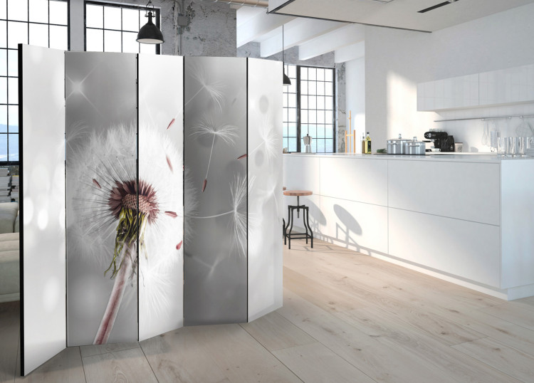 Room Divider Capturing the Transient II - romantic dandelion flower on a gray background 95374 additionalImage 2