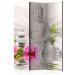 Folding Screen Buddha and Orchids - white Buddha statue against orchids in Zen motif 95474