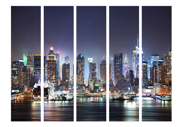 Room Divider Night Port II - night architecture of New York with a skyline view 95574 additionalImage 3