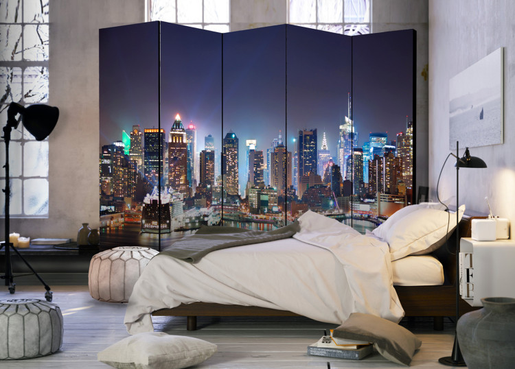 Room Divider Night Port II - night architecture of New York with a skyline view 95574 additionalImage 2