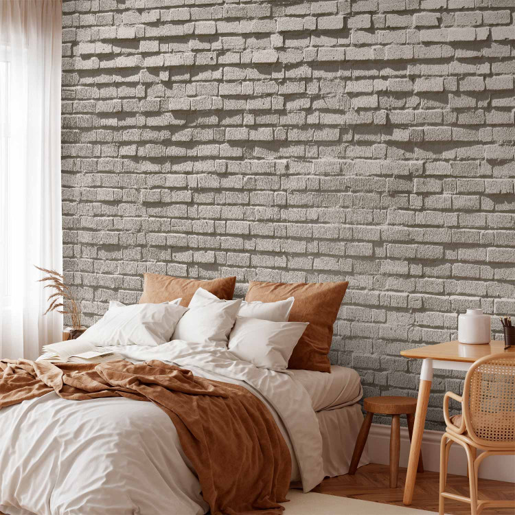 Photo Wallpaper Brick wall - industrial background of regular texture of grey stones 98074 additionalImage 2