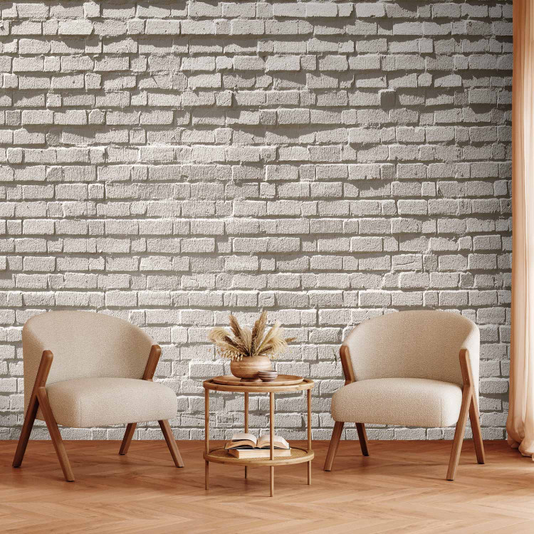 Photo Wallpaper Brick wall - industrial background of regular texture of grey stones 98074