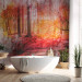 Wall Mural Autumn forest - abstract with forest and trees on wooden white background 108084 additionalThumb 8