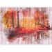 Wall Mural Autumn forest - abstract with forest and trees on wooden white background 108084 additionalThumb 5