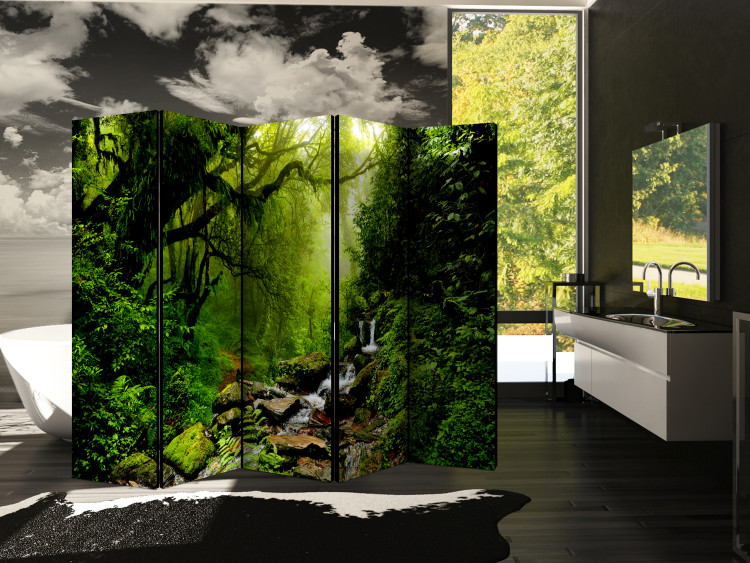 Room Divider Screen Fairy Tale Forest II - landscape of green forest with waterfall and stones 114484 additionalImage 4