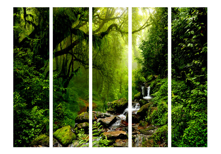 Room Divider Screen Fairy Tale Forest II - landscape of green forest with waterfall and stones 114484 additionalImage 3
