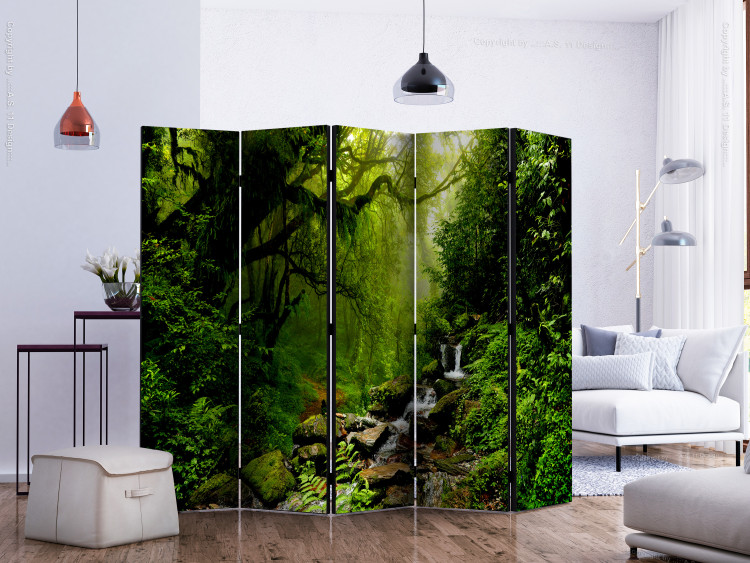 Room Divider Screen Fairy Tale Forest II - landscape of green forest with waterfall and stones 114484 additionalImage 2