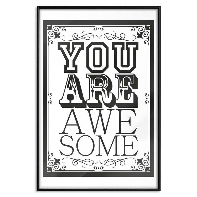 Wall Poster You Are Awesome - black and white text on an ornamented background 114684 additionalImage 18