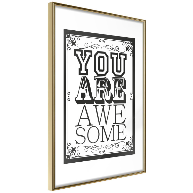 Wall Poster You Are Awesome - black and white text on an ornamented background 114684 additionalImage 8