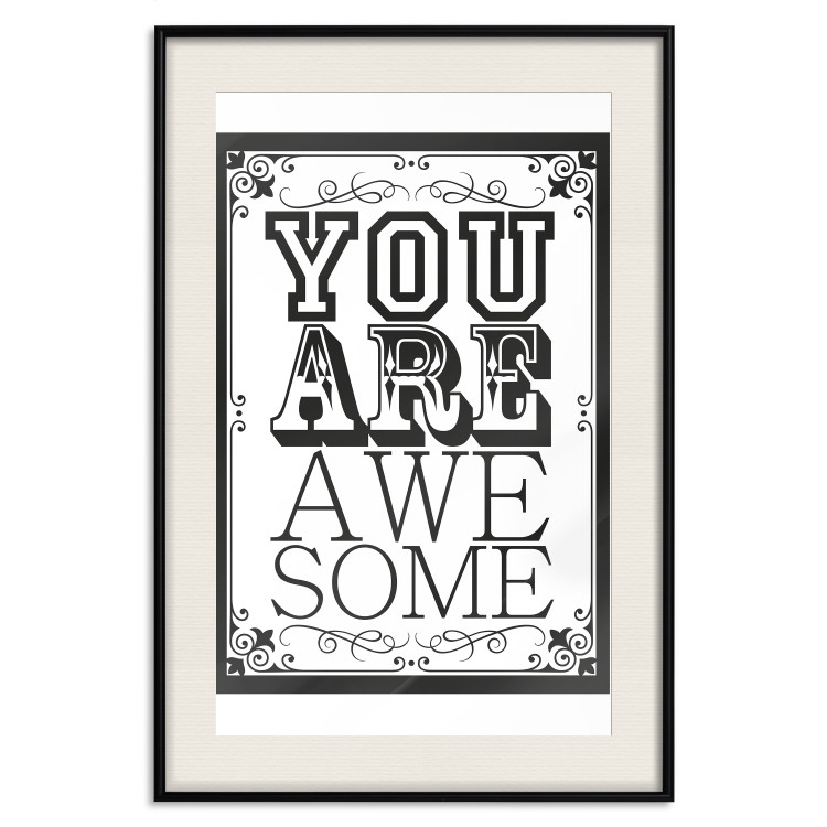 Wall Poster You Are Awesome - black and white text on an ornamented background 114684 additionalImage 18