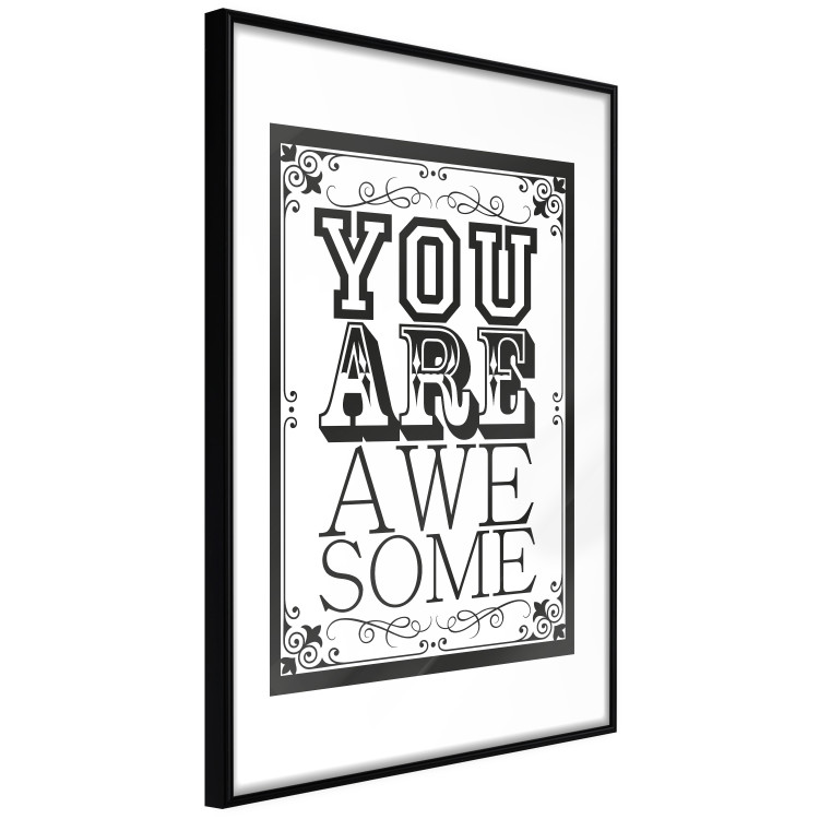 Wall Poster You Are Awesome - black and white text on an ornamented background 114684 additionalImage 11