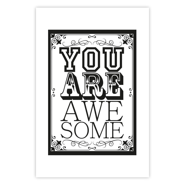 Wall Poster You Are Awesome - black and white text on an ornamented background 114684 additionalImage 25