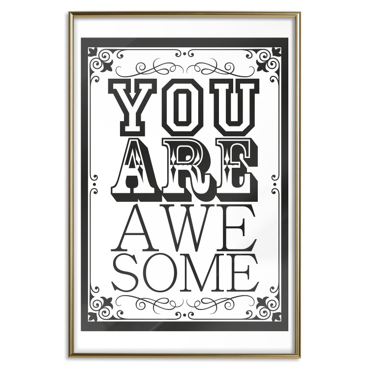 Wall Poster You Are Awesome - black and white text on an ornamented background 114684 additionalImage 20