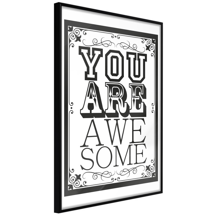 Wall Poster You Are Awesome - black and white text on an ornamented background 114684 additionalImage 10