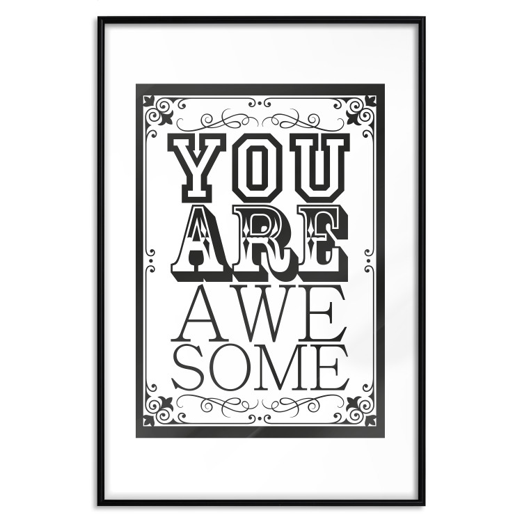 Wall Poster You Are Awesome - black and white text on an ornamented background 114684 additionalImage 15