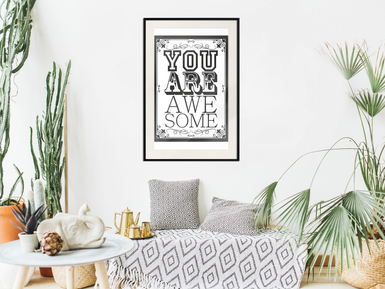 Wall Poster You Are Awesome - black and white text on an ornamented background 114684 additionalImage 22