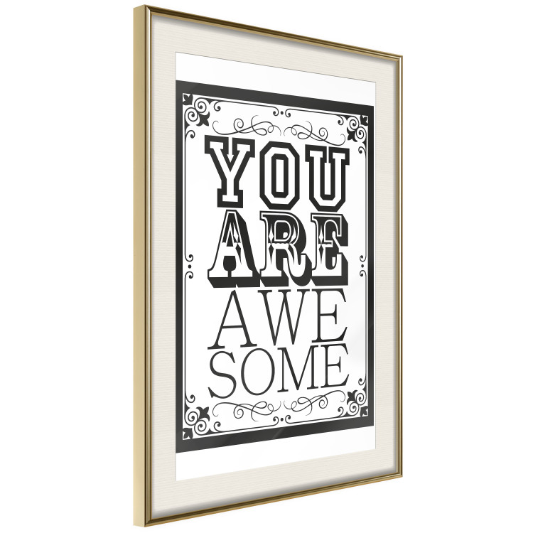Wall Poster You Are Awesome - black and white text on an ornamented background 114684 additionalImage 2