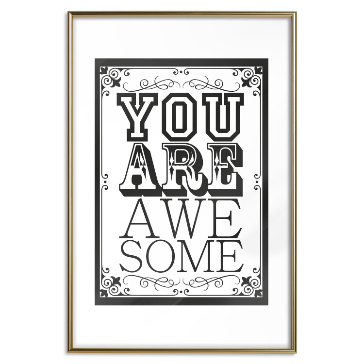 Wall Poster You Are Awesome - black and white text on an ornamented background 114684 additionalImage 16