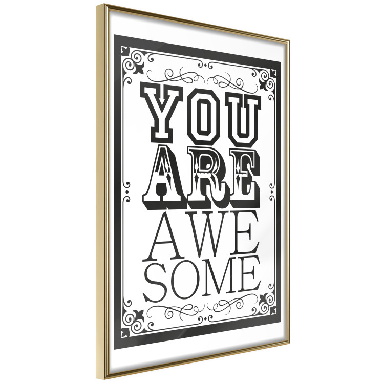 Wall Poster You Are Awesome - black and white text on an ornamented background 114684 additionalImage 12