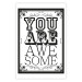 Wall Poster You Are Awesome - black and white text on an ornamented background 114684