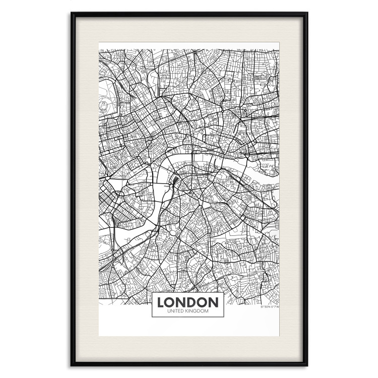 Wall Poster Map of London - black and white map of the capital of the United Kingdom and texts 116384 additionalImage 18