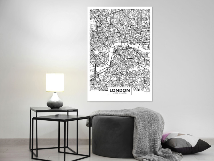 Wall Poster Map of London - black and white map of the capital of the United Kingdom and texts 116384 additionalImage 23