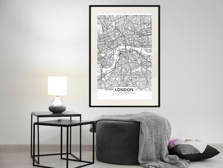 Wall Poster Map of London - black and white map of the capital of the United Kingdom and texts 116384 additionalImage 22