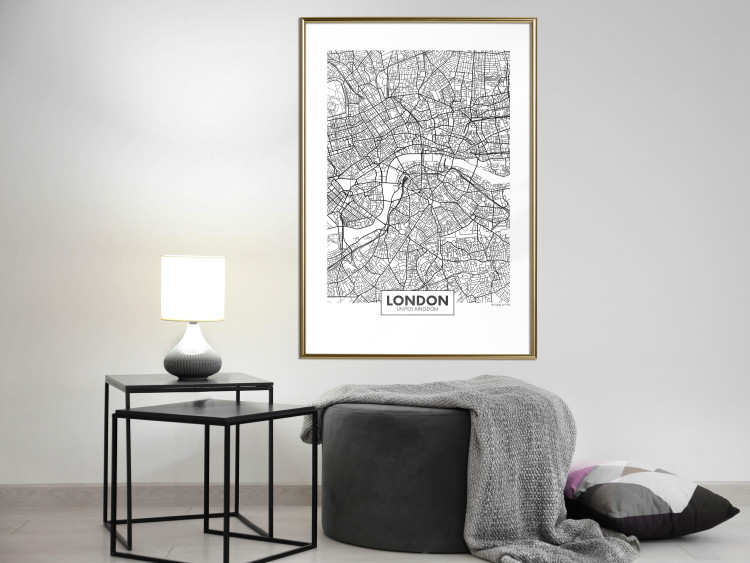 Wall Poster Map of London - black and white map of the capital of the United Kingdom and texts 116384 additionalImage 15