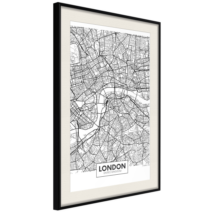 Wall Poster Map of London - black and white map of the capital of the United Kingdom and texts 116384 additionalImage 13