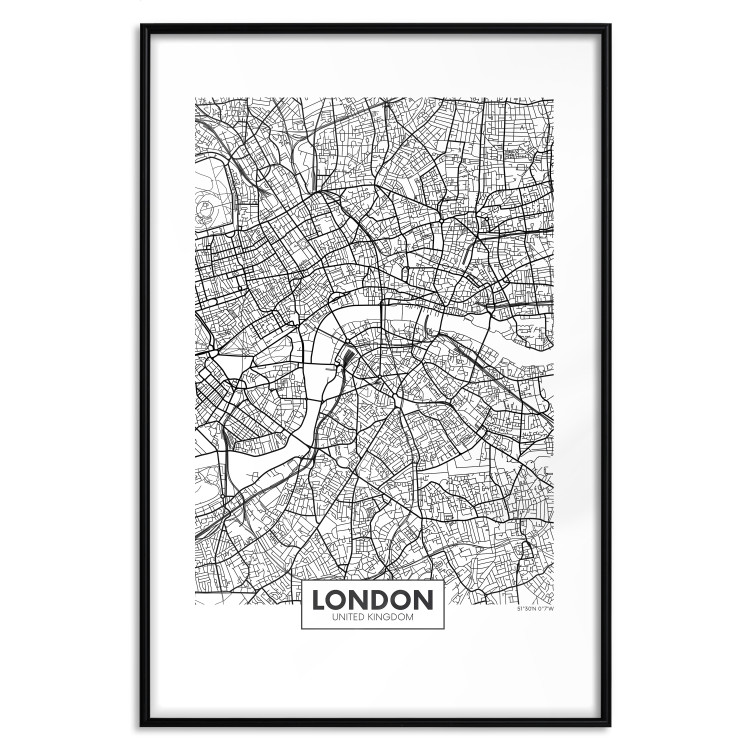 Wall Poster Map of London - black and white map of the capital of the United Kingdom and texts 116384 additionalImage 15