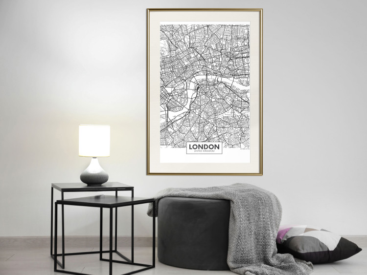 Wall Poster Map of London - black and white map of the capital of the United Kingdom and texts 116384 additionalImage 21