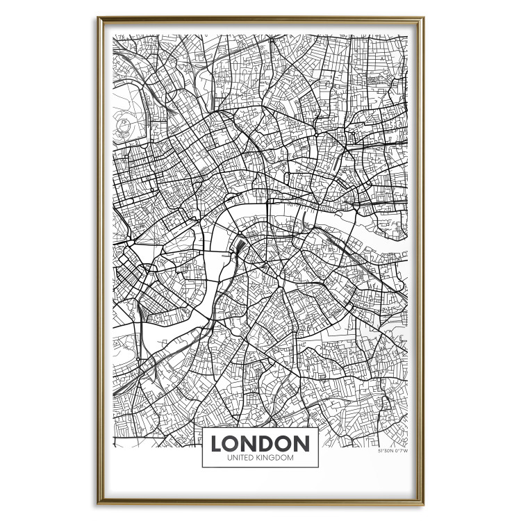 Wall Poster Map of London - black and white map of the capital of the United Kingdom and texts 116384 additionalImage 16