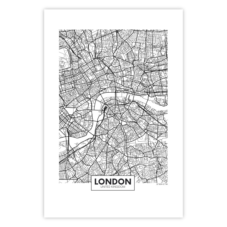Wall Poster Map of London - black and white map of the capital of the United Kingdom and texts 116384 additionalImage 25