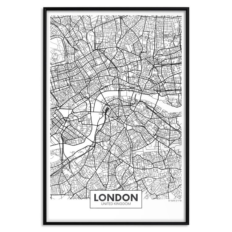 Wall Poster Map of London - black and white map of the capital of the United Kingdom and texts 116384 additionalImage 18