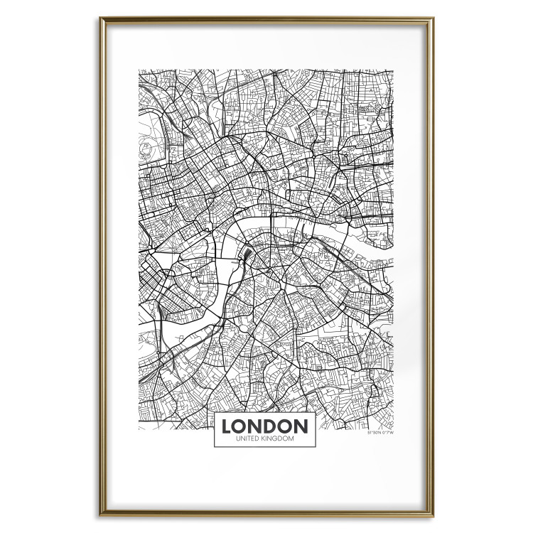 Wall Poster Map of London - black and white map of the capital of the United Kingdom and texts 116384 additionalImage 14