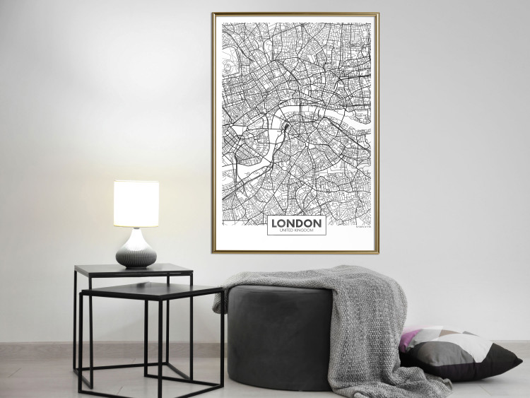 Wall Poster Map of London - black and white map of the capital of the United Kingdom and texts 116384 additionalImage 10