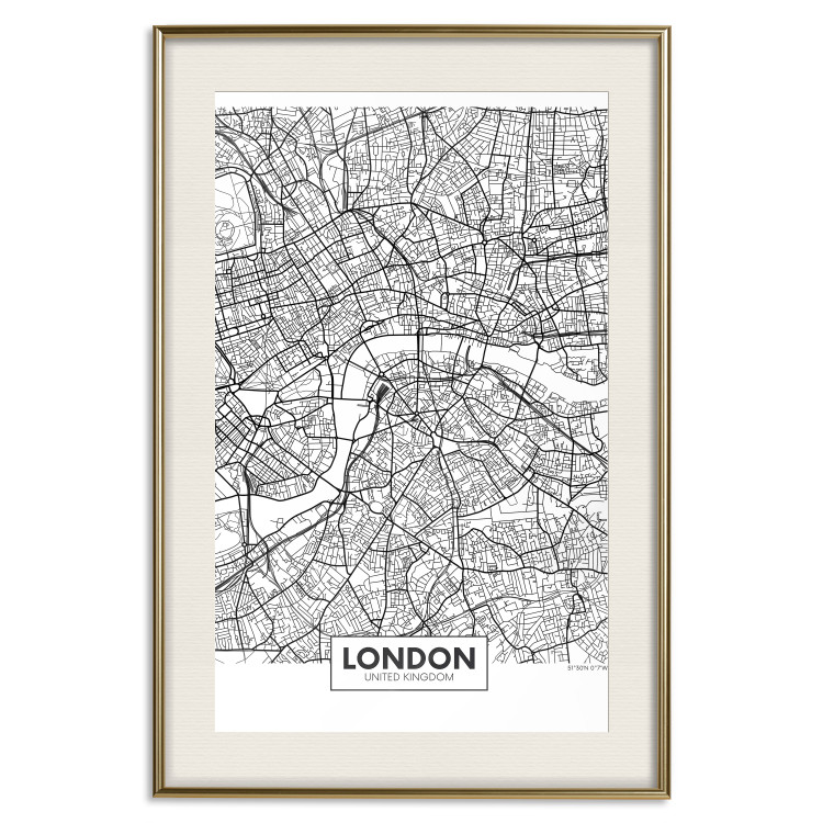 Wall Poster Map of London - black and white map of the capital of the United Kingdom and texts 116384 additionalImage 19