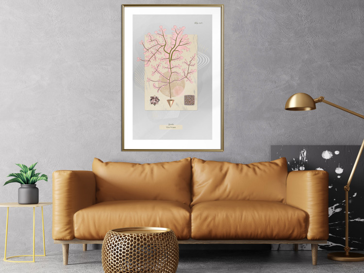 Wall Poster Mysterious Little Tree - abstraction with texts and a plant in pale colors 116884 additionalImage 13