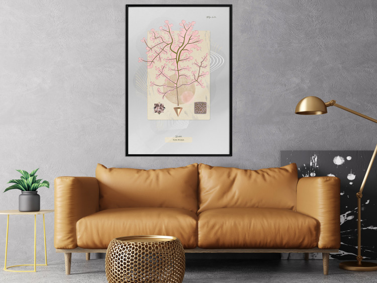 Wall Poster Mysterious Little Tree - abstraction with texts and a plant in pale colors 116884 additionalImage 3