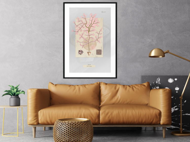 Wall Poster Mysterious Little Tree - abstraction with texts and a plant in pale colors 116884 additionalImage 4