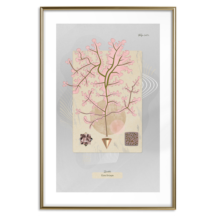 Wall Poster Mysterious Little Tree - abstraction with texts and a plant in pale colors 116884 additionalImage 14