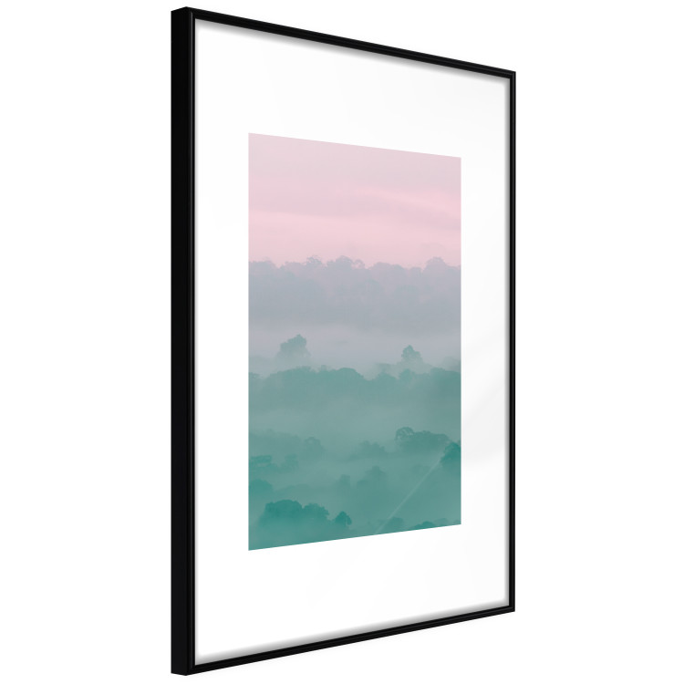 Poster Misty Dawn - landscape of trees amid dense fog in pastel colors 119184 additionalImage 11